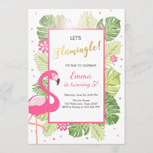 Flamingo party invitation Tropical Birthday luau