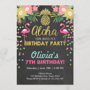 Flamingo party invitation Tropical Birthday luau