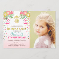 Flamingo party invitation Tropical Birthday luau