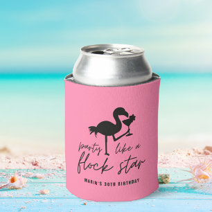 Flamingo Party Like A Flock Star Tropical Birthday Can Cooler