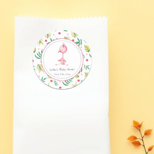 Flamingo Party Personalised Cute Baby Shower Classic Round Sticker
