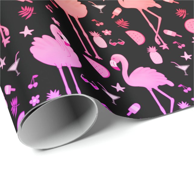 Flamingo Party Technicolor Wrapping Paper (Roll Corner)