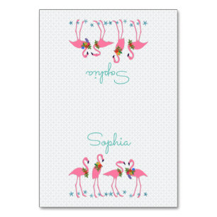 Flamingo Party Tented Place Cards With Name