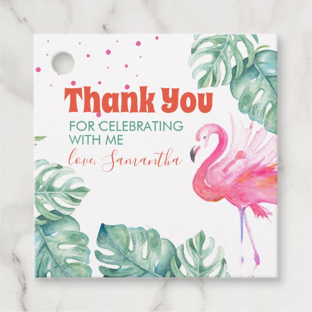 Flamingo Party Thank You Favour Tags (Front)