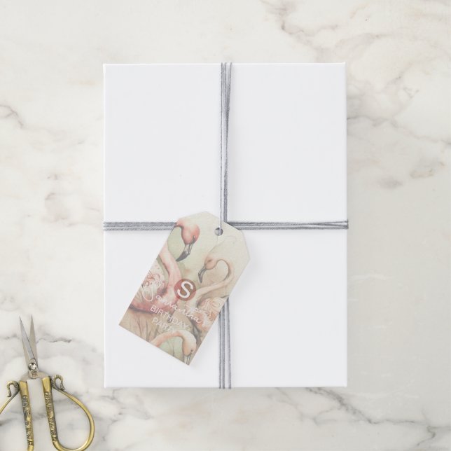 Flamingo Party Theme, Personalised Gift Tags (With Twine)