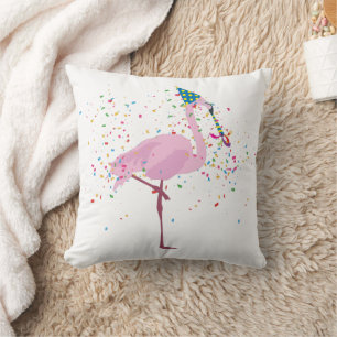 Flamingo Partying - Animals Having a Party Cushion