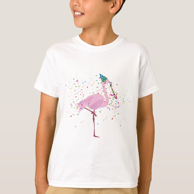 Flamingo Partying - Animals Having a Party T-Shirt (Front)