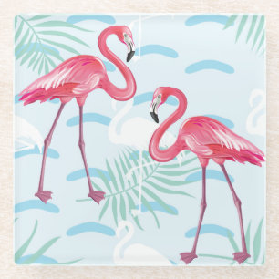 Flamingo Pattern 2 Glass Coaster