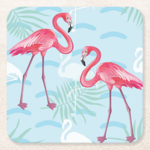 Flamingo Pattern 2 Square Paper Coaster