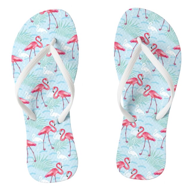 Flamingo Pattern Flip Flops (Footbed)