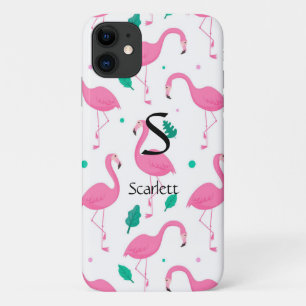 Flamingo pattern Monogram and Name Custom iPhone 11 Case
