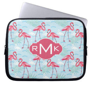 Flamingo Pattern   Monogram Laptop Sleeve