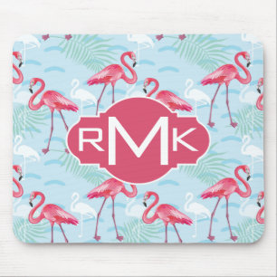 Flamingo Pattern   Monogram Mouse Mat
