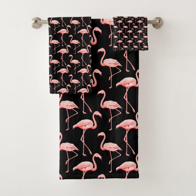 Flamingo Pattern Pink Bird Tropical Animal Lover Bath Towel Set (Insitu)