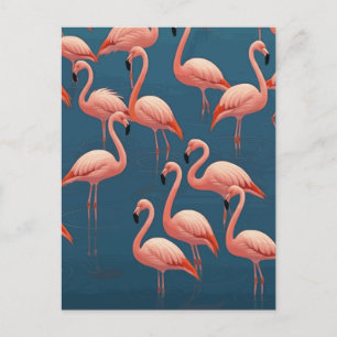 Flamingo Pattern Postcard