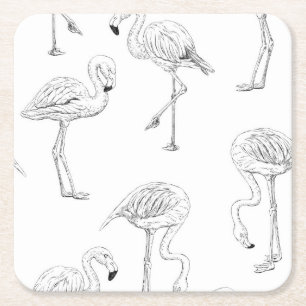 Flamingo pattern square paper coaster