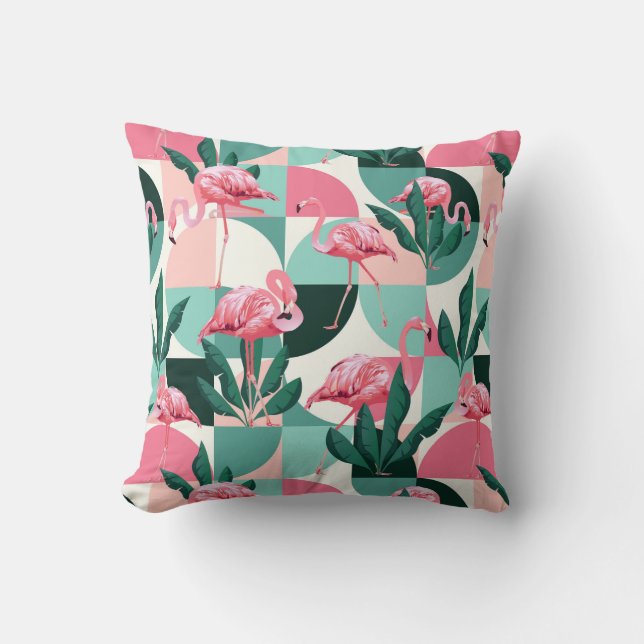 Flamingo pattern throw pillow (Front)