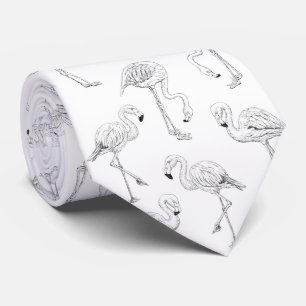 Flamingo pattern tie