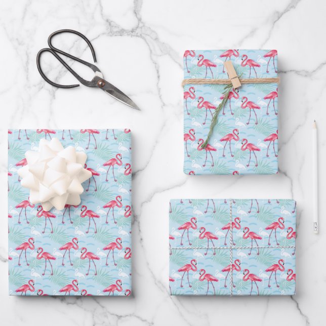 Flamingo Pattern Wrapping Paper Sheet (Front)