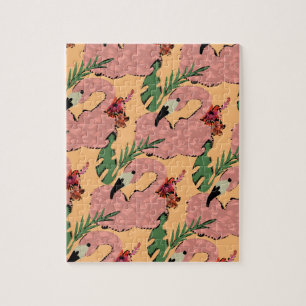 Flamingo Pineapples Hand Drawn Doodles Jigsaw Puzzle