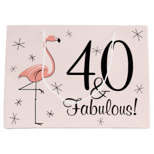 Flamingo Pink '40 and Fabulous!' gift bag large