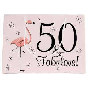 Flamingo Pink '50 and Fabulous!' gift bag large