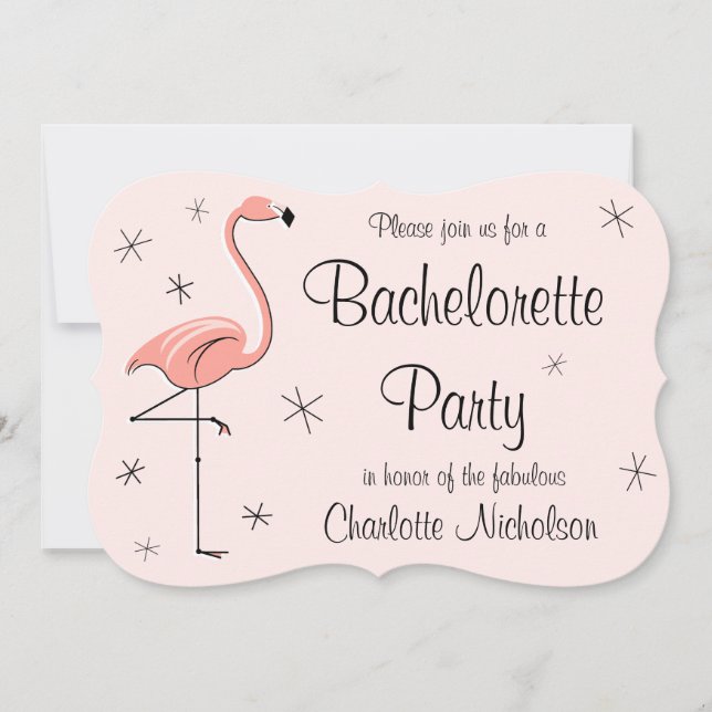 Flamingo Pink "Bachelorette Party" bracket Invitation (Front)