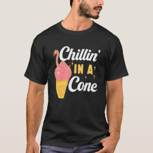 Flamingo Pink Bird Chillin in a Cone T-Shirt