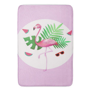 Flamingo Pink Bird Watermelon Flamingo Lovers Bath Mat