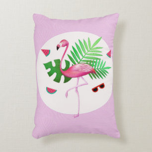 Flamingo Pink Bird Watermelon Flamingo Lovers Decorative Cushion