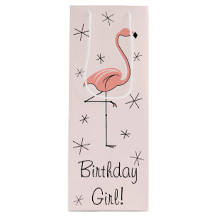 Flamingo Pink 'Birthday Girl!' gift bag bottle