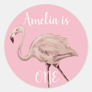 Flamingo Pink Birthday Stickers