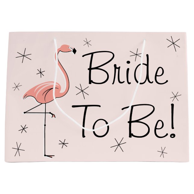 Flamingo Pink 'Bride to Be!' gift bag large (Front)