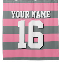 Flamingo Pink Charcoal Sports Jersey Preppy Stripe