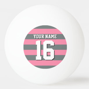 Flamingo Pink Charcoal Team Jersey Preppy Stripe Ping Pong Ball