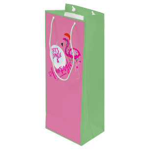 Flamingo Pink Christmas Lights tote Wine Bag