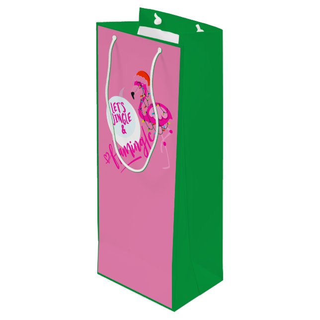 Flamingo Pink Christmas Lights  tote Wine Bag (Back Angled)