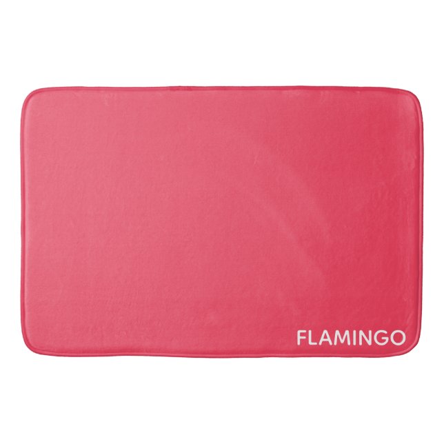 Flamingo pink color name bath mat (Front)