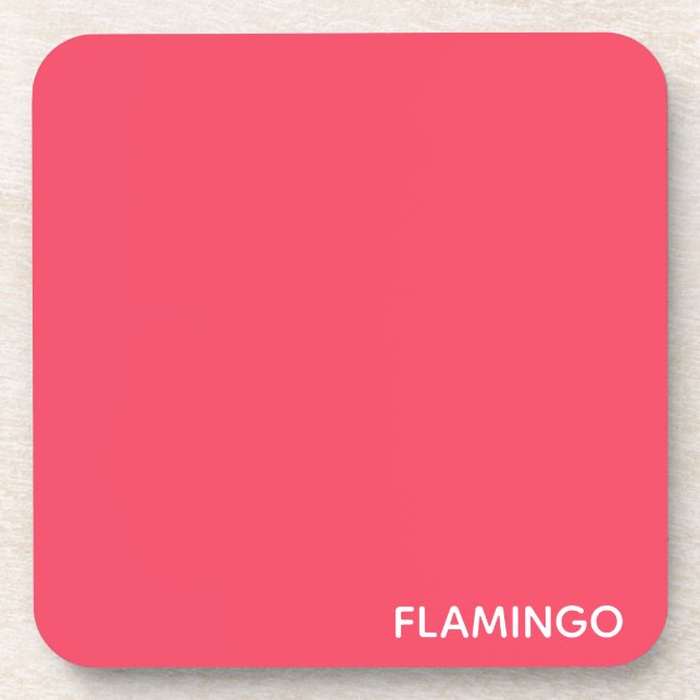 Flamingo pink color name coaster (Front)