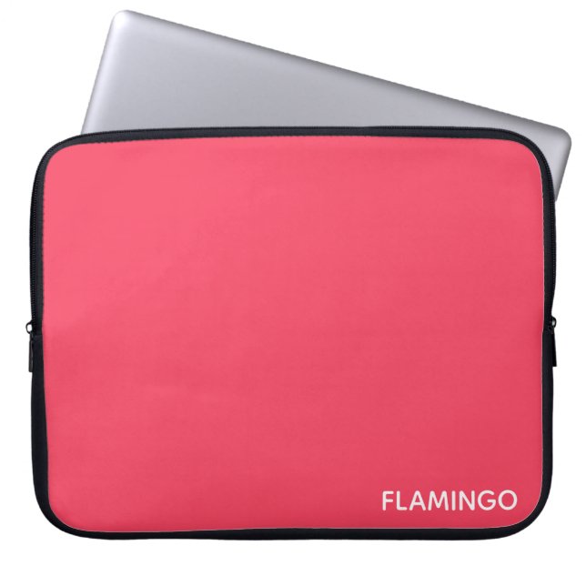 Flamingo pink color name laptop sleeve (Front)