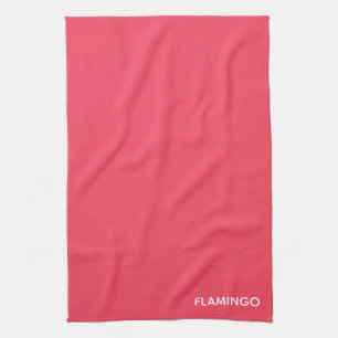 Flamingo pink color name tea towel