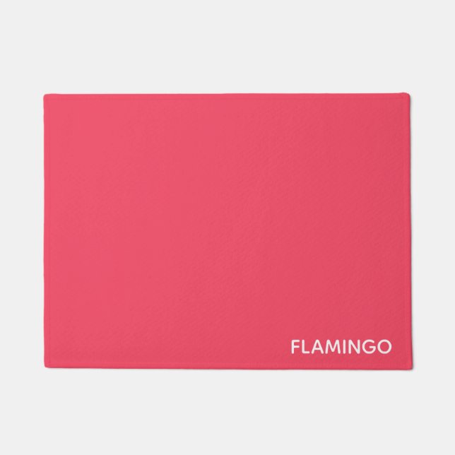 Flamingo pink colour name doormat (Front)