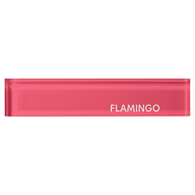 Flamingo pink colour name nameplate (Front)