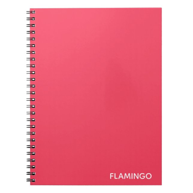 Flamingo pink colour name notebook (Front)