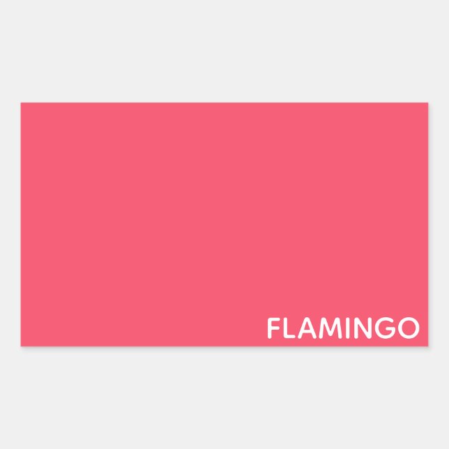 Flamingo pink colour name rectangular sticker (Front)