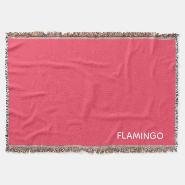 Flamingo pink colour name throw blanket (Front)