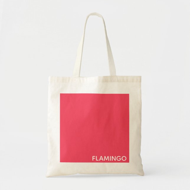 Flamingo pink colour name tote bag (Front)