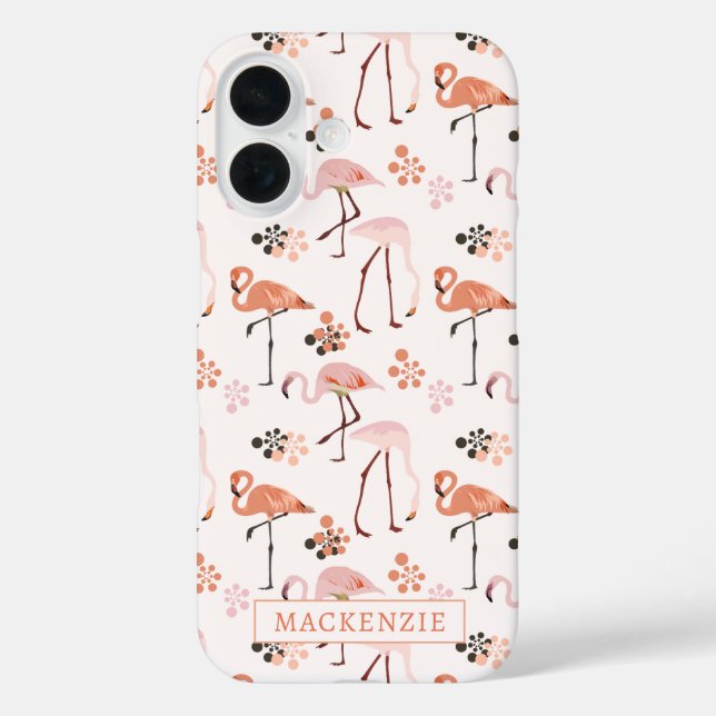 Flamingo Pink Coral Name Case-Mate iPhone Case (Back)