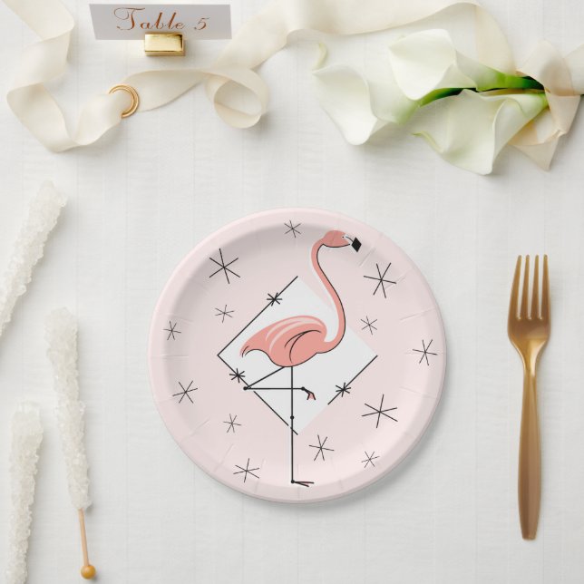 Flamingo Pink diamond paper plate (Wedding)