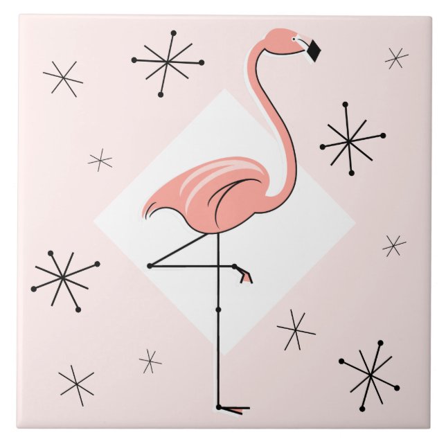 Flamingo Pink Diamond Stars tile (Front)